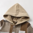 thumbnail image 4 of JUjie Boys Clothes Plaid Hooded Shirt 2pcs Outfit, Button Front Toddler Fall Winter Hoodie & Sweatpants Set Z02 Khaki 3-4 Years, 4 of 7