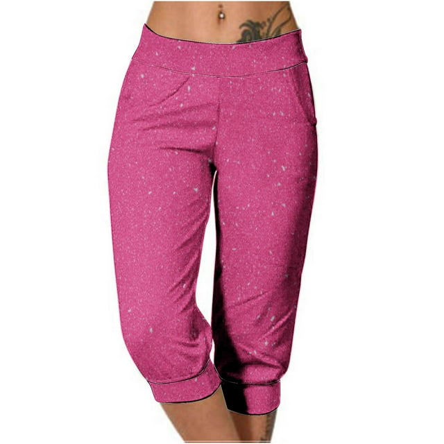 tarylea Womens Capri Pants Stretchy Drawstring Low Rise Jogger Pants Soft Comfy Lounge Cropped Yoga Pants with Pockets