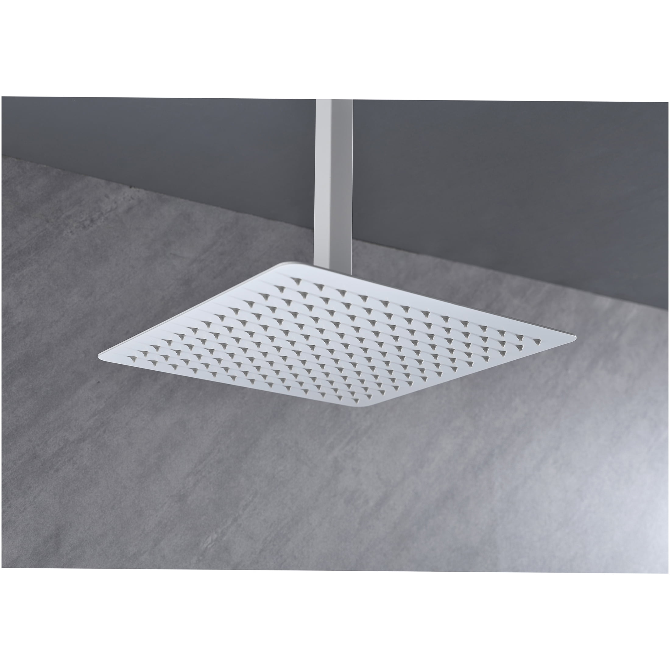 JERFIT Ultra-Thin 12 Inch Rain Shower Head High Pressure, 304 Stainless Steel Square Showerhead with Self-Cleaning Nozzles, Tool-Free Installation, Full Body Coverage, White