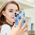 thumbnail image 4 of Allytech Floral Series Soft TPU Back Cover Ring Holder Kickstand Bumper Translucent Shockproof Slim Shell Cell Phone Case Cover for Apple iPhone 13 Pro, Blue Flower, 4 of 4