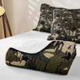 thumbnail image 4 of Manfei Hippie Camo Stars Print Quilt Full,Boys Friendly Style Full Bedspread Sets,Green Beige,Black Reversible,3-Piece,1 Coverlet and 2 Pillowcases, 4 of 7