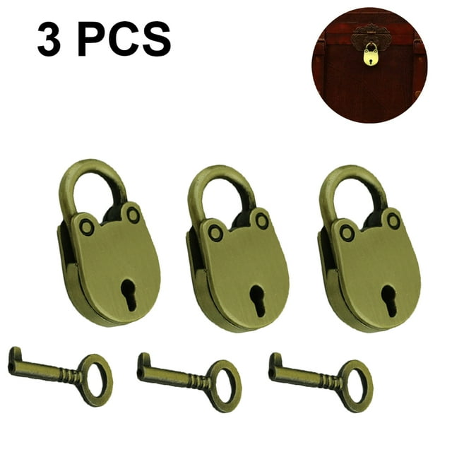 3 Pack Vintage Style Mini Padlock Zinc Alloy Lock For Small Luggage Box Home Hardware Decoration Party Gift