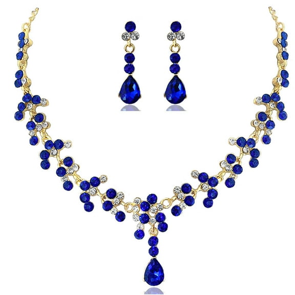 TAILTOSS Necklace and Earring Set Rhinestone Zinc Alloy Jewelry for Women 1 Set