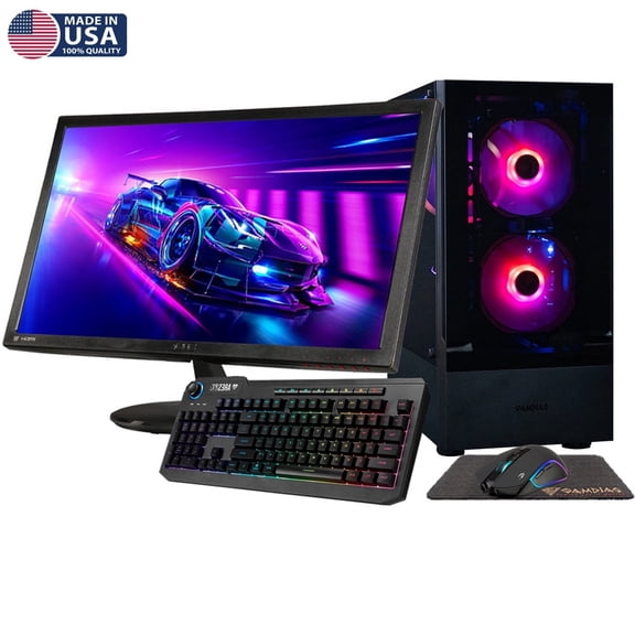 Gigatech Gaming Titan 7 Gaming PC Desktop Bundle - AMD Ryzen 7 9700X, RTX 5060 TI, 64GB DDR5, 1TB SSD, RGB, Windows 11, Wi-Fi, Monitor