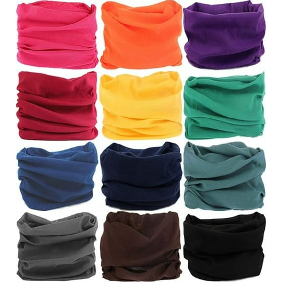 12-Pack Multipurpose Neck Gaiter & Face Mask - Moisture Wicking, Breathable, UPF 50  Sun Protection for Cycling, Running, Hiking, Fishing (Men & Women)