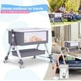 thumbnail image 3 of LHUAI, Baby Bassinet Bedside Crib With Storage Basket And Wheels, Bed Side Sleeper, Easy Folding, Adjustable Height, Portable Crib For Newborn, With Removable Mosquito Net And Mattress, Grey, 3 of 10