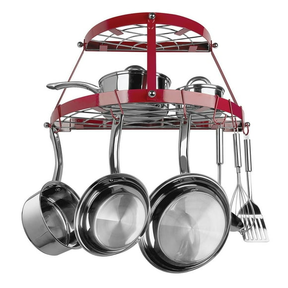 Support de casserole mural à double étagère émaillé rouge Range Kleen CW6003