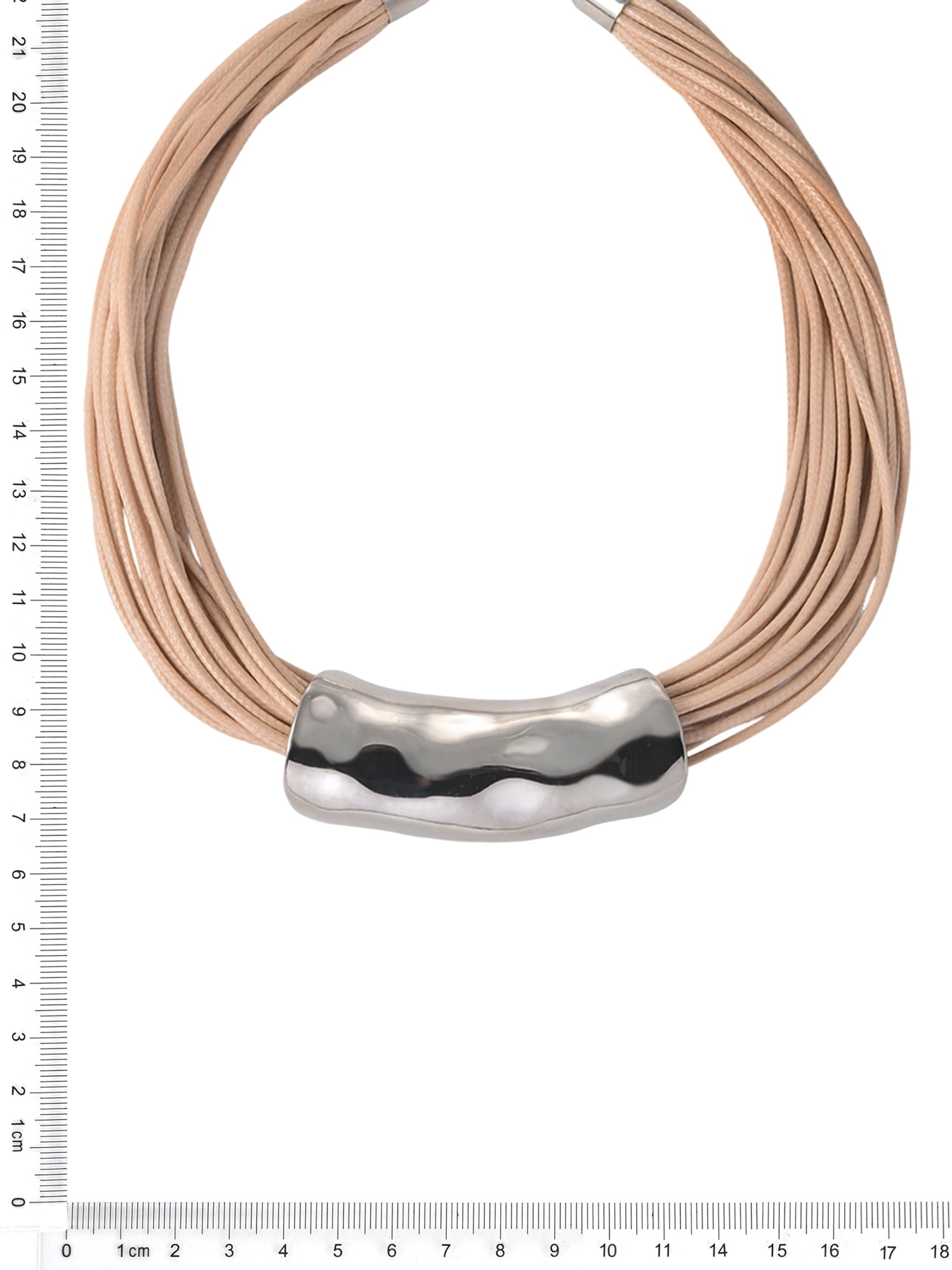 Time and Tru Silvertone Multi Cord Wide Hammered Metal Necklace
