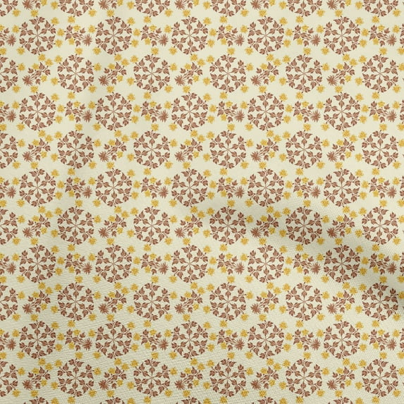 oneOone Cotton Flex Light Yellow Fabric Floral Fabric For Sewing Printed Craft Fabric By The Yard 40 Inch Wide