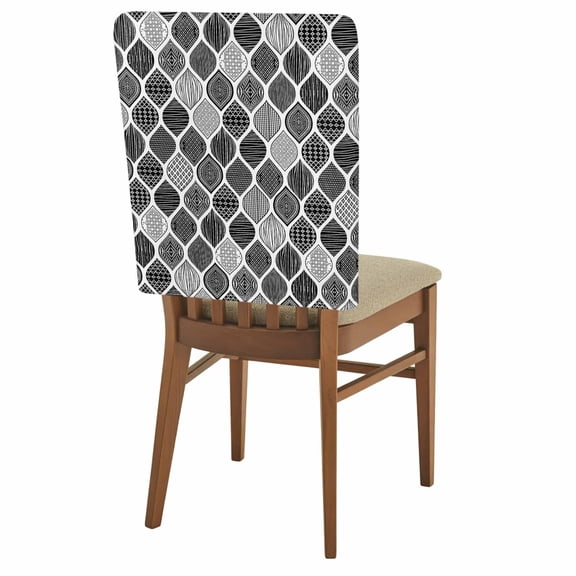Vintage Texture Chair Back Covers Set of 4, Classic Black Stripe Decorative Stretch Dining Chair Back Slipcovers Removable Seat Cover for Kitchen Restaurant Hotel Cafe