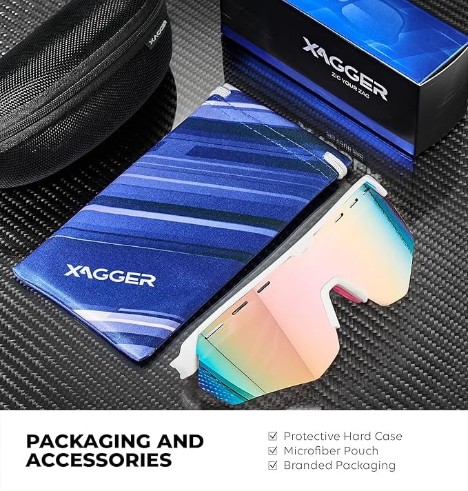 Xagger Sport Shield Sunglasses for Men Women Cycling Running Baseball UV400 Sun Glasses Wrap Around TR90 Frame
