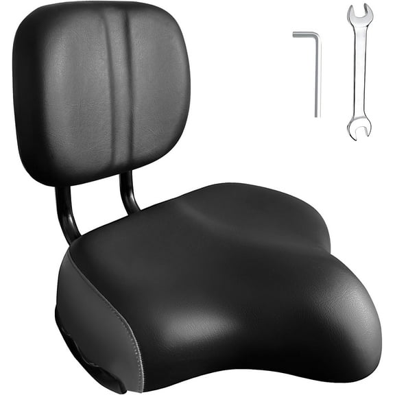 Oversized Comfortable Ergonomic Bike Seat with Backrest for Men and Women, Adjustable Height for Tricycle, City, Commuter, Electric Bike