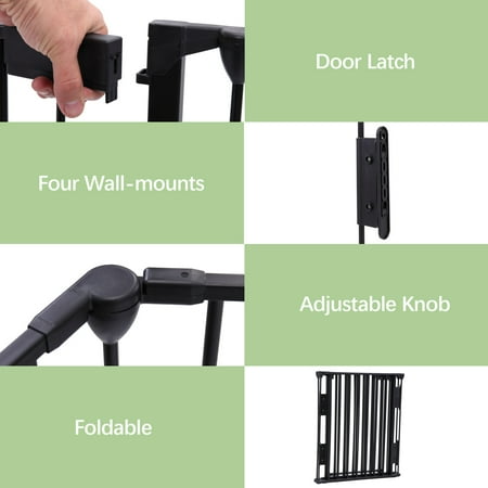 Jaxpety Fireplace Fence Baby Safety Fence Hearth Gate Pet Gate Guard Metal Plastic Screen, Black