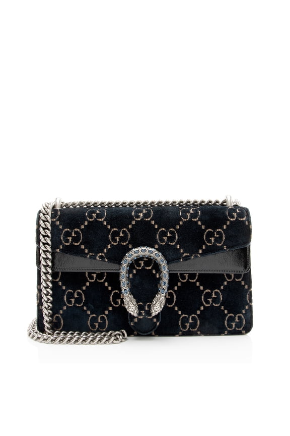 Pre-Owned Gucci GG Velvet Crystal Dionysus Medium E/W Shoulder Bag
