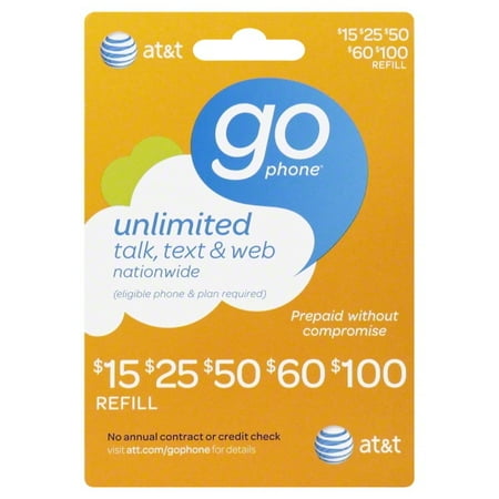 AT&T GoPhone $15 Refill Prepaid Card