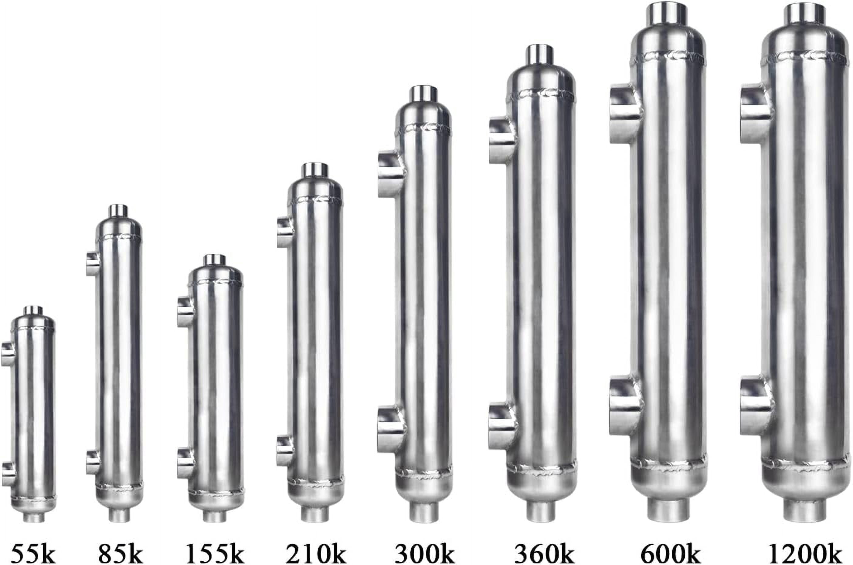 Wisewater Swimming Pool Heat Exchanger 55kBtu Stainless Steel 316L Same Side Ports 1 1/2" & 1" FPT