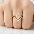thumbnail image 5 of KANISHKAGEMS&JEWELS 1 Ct Oval peach Morganite Engagement Ring Enhancer Set yellow Gold Plated Silver DiamondCurved Band Set For her, 5 of 9
