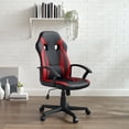 thumbnail image 3 of Linon Braxton Faux Leather High Back Gaming Chair with Swivel and Adjustable Height, 300 lb. Weight Capacity, Red, 3 of 15