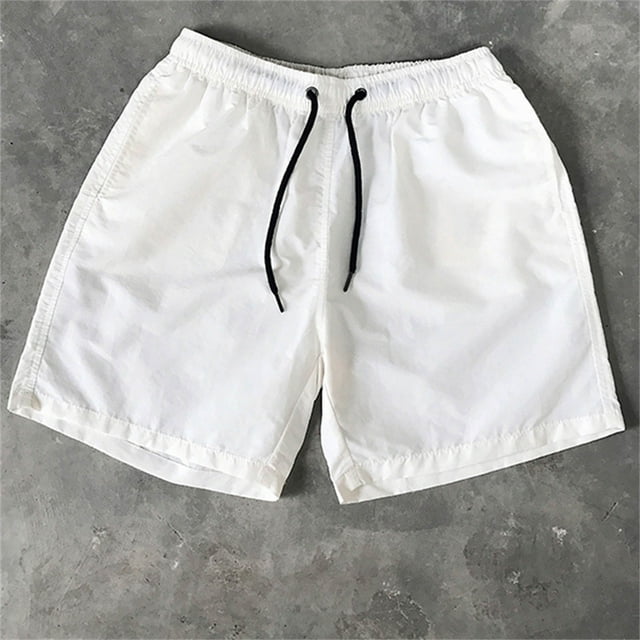 TIHLMK Men's Casual Drawstring Pocket Solid Color Candy Color Five-point Beach Shorts
