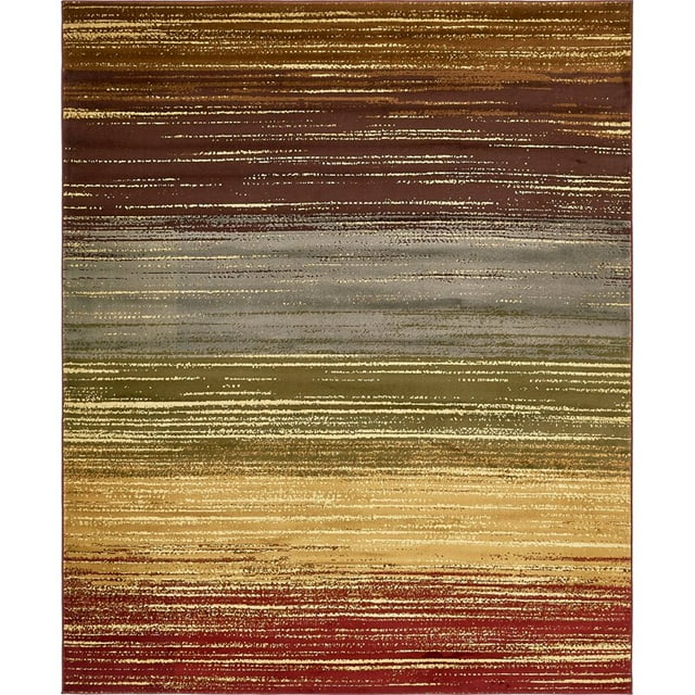 Unique Loom Barista Abstract Stripes Area Rug 8' x 10' Rectangular Beige/Brown