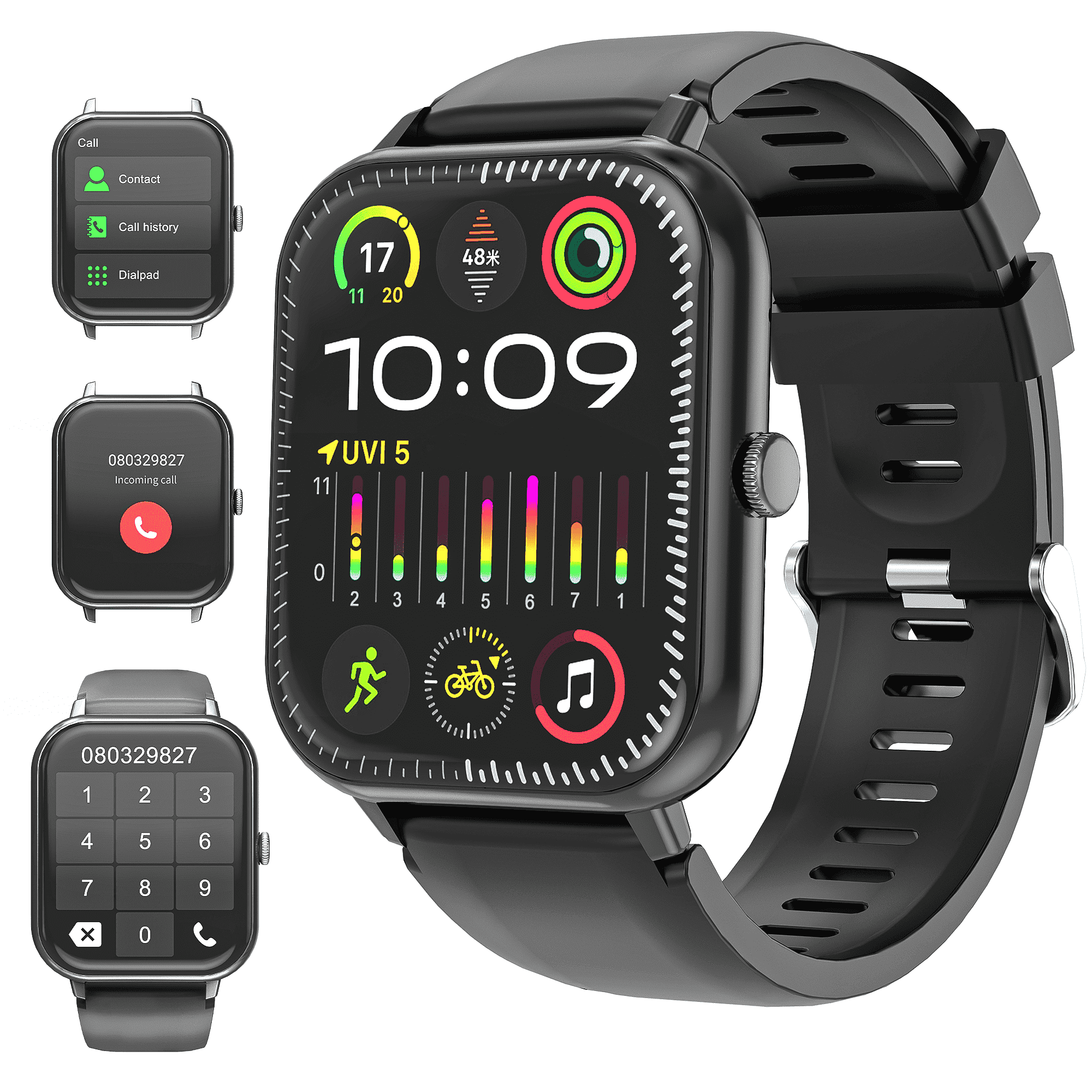 OWNTECH 1.83" Smart Watch, Bluetooth Answer/Make Calls/Message Reminder, 120+ Sports Modes, IP67 Waterproof Fitness Watches for Android and iPhone,Black
