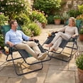 thumbnail image 4 of Simenmax Zero Gravity Chairs, 400 lbs Heavy Duty Foldable Patio Recliner with Adjustable Pillow & Cup Holder, Oversized Outdoor Lounge Chair for Backyard Camping Lawn, Black-Green, 4 of 9