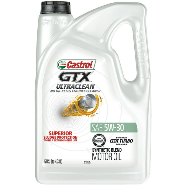 Castrol GTX ULTRACLEAN 5W30 Synthetic Blend Motor Oil, 5 Quart
