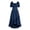 Navy, variant on LEKWK Renaissance Dress Women Puff Short Sleeve Ruffled Hem Medieval Dress Corset Waist High Low Flowy Maxi Sundress Halloween Costumes