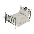 thumbnail image 2 of Modelo de cama 1:6, cama en miniatura, modelo de decoración de muebles, decoración de casa de muñecas, accesorios, muebles de dormitorio con cama en D, 2 of 9