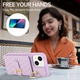 thumbnail image 4 of for iPhone 14 Plus 6.7" Detachable Shoulder Strap Wallet Case, with Card Slots & 360-degree Rotation Stand Ring Flip Premium PU Leather Protective Cover Lanyard for Women Girls, Purple, 4 of 11