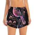 thumbnail image 2 of Susaid Bird 2 Print Women's High Waisted Running Shorts Quick Dry Athletic Gym Track Workout Shorts Zip Pocket-Small, 2 of 7