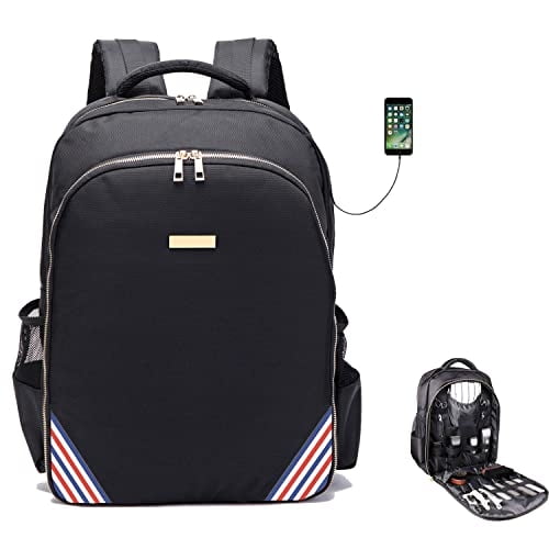 Bolsas para Barberos NIHANEH Mochilas de Viaje Estuche para Herramientas con USB y PU