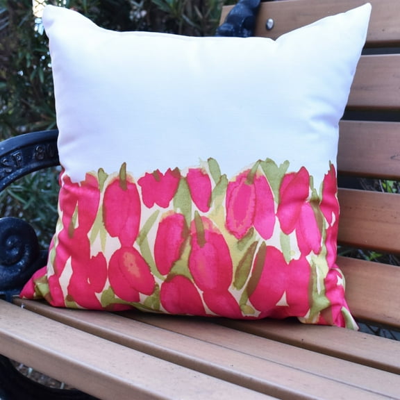 Simply Daisy, 16" x 16" Sunset Tulip Red Floral DecorativeOutdoor Pillow