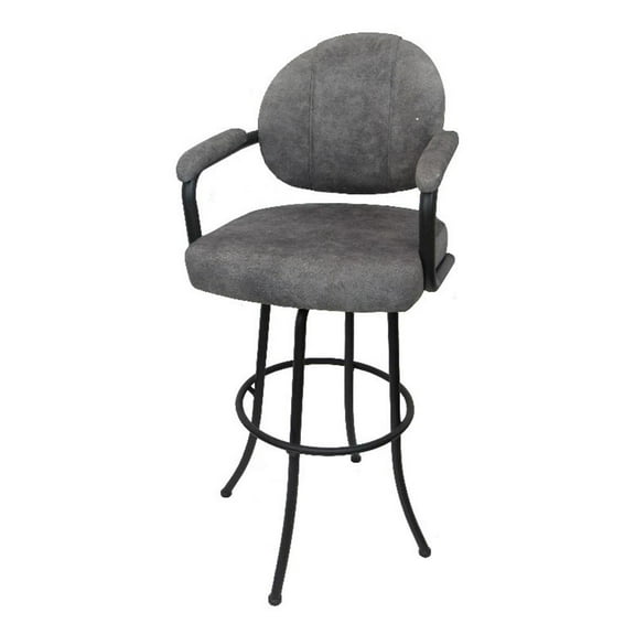 Tobias Designs 34" Fabric Swivel Extra Tall Bar Stool in Trendy Pewter and Black