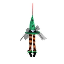 Mikilon Halloween Decorations, Halloween Witch Hat Window Display Decoration Ghost Festival Bar Party Striped Long Leg Decoration Ornament, Green