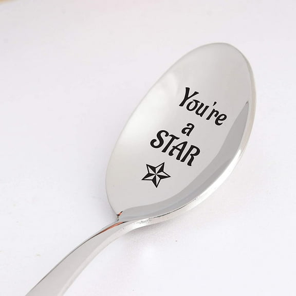 Engraved Spoon Gift for Him Son Gift - Birthday / Christmas Gift from Mother / Father | Dad Appreciation Gift from Daughter Son - You Are A Star - Thanksgiving Day Gift - 7 Inches