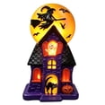 thumbnail image 2 of Halloween Lighted Haunted House Tabletop Figurine LED Spooky House Statue with Flying Witch, Ghost, Black Cat & Jack-O-Lantern Indoor Mantel Shelf Ornament for Halloween Home Party Decoration, 2 of 6