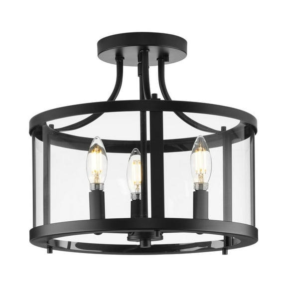 Open Box Gilliam Collection 13 in. Three-Light Matte Black New Traditional Semi-Flush Mount
