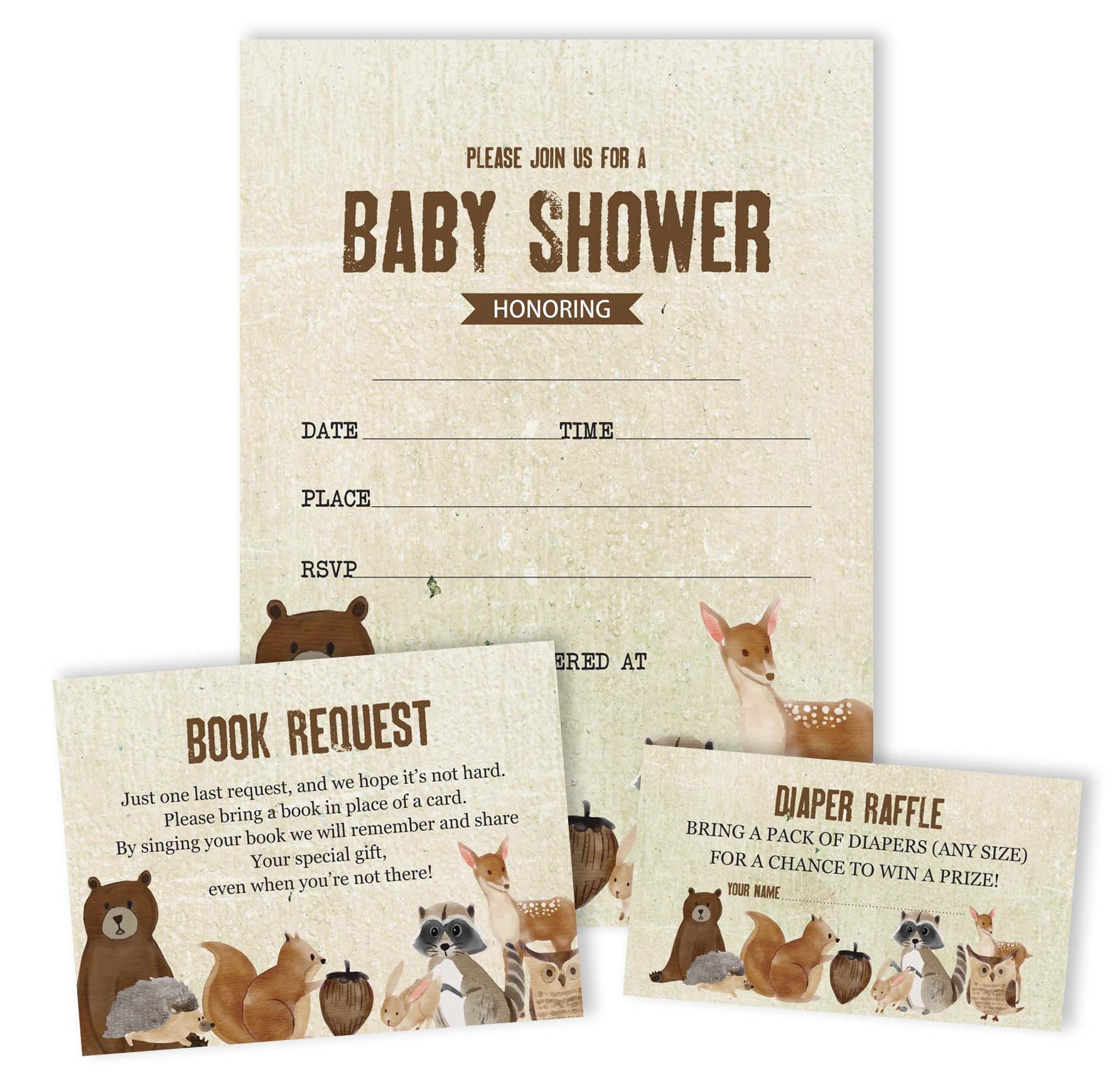 Inkdotpot Set Of 30Jungle Animals Baby Shower Invitations-Diaper Raffle Tickets And Baby Shower Book Request Cards Gender Neutral Invites Its A Boy Its A Girl