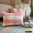 thumbnail image 3 of The HomeCentric Designer Pink 12"x14" (30x35 cm) Lumbar Pillow Cover, Cotton Buffalo Checks Oblong Pillow, Checkered Pattern Contemporary Style - Peach Pink Plaid Play, 3 of 10