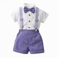 thumbnail image 2 of HCNTES Baby Girl Boy Toddler Kid Summer Outfits Sets Short Sleeve T-shirt Elastic Waist Shorts 2 Piece Short Set Summer Outfits For 2t 3t 4t 5t 6t 7t 8t Kids School Activities(H01-Purple,6-9 Months), 2 of 7