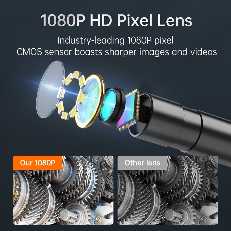 Daxiongmao 16.5ft Semi-Rigid Cord Endoscope Camera with Light, IP67 Waterproof Borescope Camera with 8 Adjustable LED Lights, 4.3" LCD Screen Borescope, HD 1080P Inspection Camera Scope Camera
