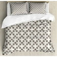 thumbnail image 1 of Doodle Duvet Cover Set King Size, Diagonally Arranged Curvy Lines Spirals Forming Diamond Shape Pattern, Decorative 3 Piece Bedding Set with 2 Pillow Shams, Pearl and Dark Taupe, by Ambesonne, 1 of 3