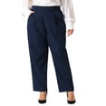 thumbnail image 2 of DARING DIVA Women's Plus Elastic High Waisted Long Straight Pants 1X Navy Blue, 2 of 6