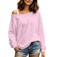 thumbnail image 3 of yillto Women's off Shoulder Tops Long Sleeve Shirts Loose Fashion Casual Pullover Tunic Top, 3 of 7