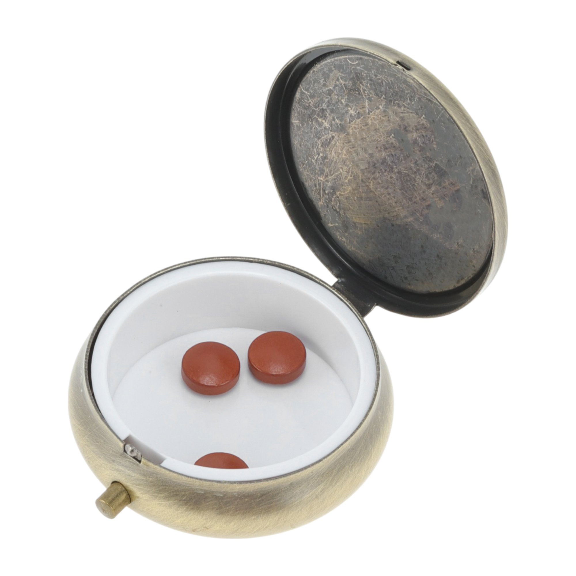 Unique Bargains Durable Round Matte Pill Case Gold Tone 1 Pc [1 Grid] Gold Tone