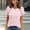 #363-Hot Pink, variant on Wowcloth Women's Ribbed Button-Up Top, Solid Color Short Sleeve Round Neck Raglan, Comfortable Stretchy Fabric for Casual and Daily Wear
