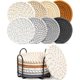 thumbnail image 1 of Juego de 8 Portavasos para Mesa Absorbentes, Posavasos Antideslizante, Handmade Braided Fabric Coasters Heat-Resistant, Protectores de Mesa para Todas Las Tazas, Con Soporte de Metal Negro, 1 of 4
