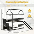 thumbnail image 3 of Gymax Loft Bed w/ Slide & Storage Staircase Twin Over Twin House-shaped Bunk Bed Espresso, 3 of 10