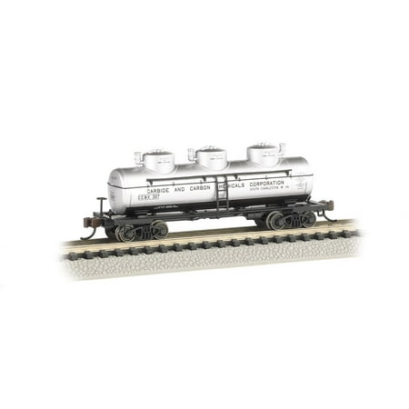 Three Dome Tank Car - Bachmann Industries 3 Dome Tank Carbide and Carbon Chemicals Car, N Scale, Highly Detailed By Bachmann Trains Ship from US